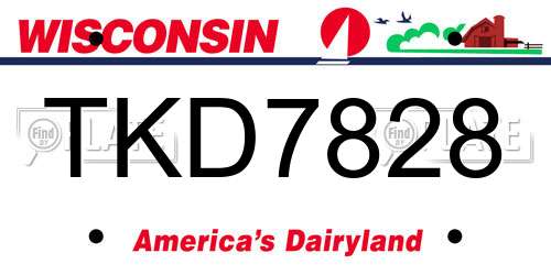 TKD7828 Wisconsin License Plate