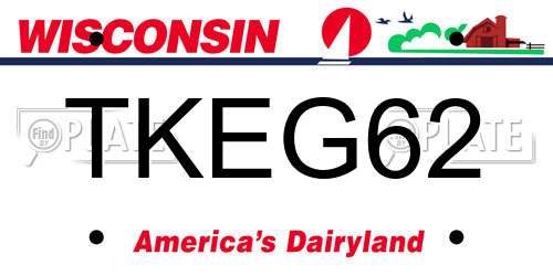 TKEG62 Wisconsin License Plate