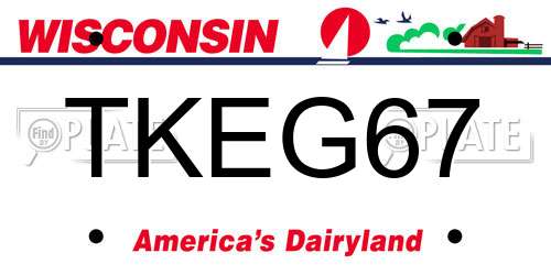 TKEG67 Wisconsin License Plate