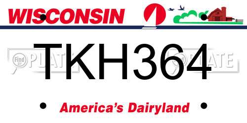 TKH364 Wisconsin License Plate