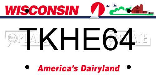 TKHE64 Wisconsin License Plate