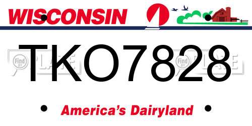 TKO7828 Wisconsin License Plate