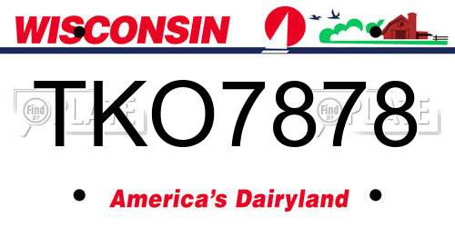 TKO7878 Wisconsin License Plate
