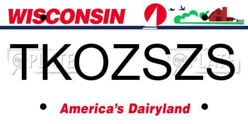 TKOZSZS Wisconsin License Plate