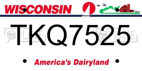 TKQ7525 Wisconsin License Plate
