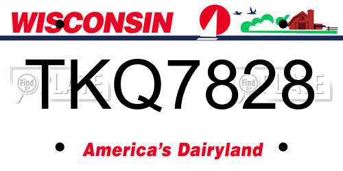 TKQ7828 Wisconsin License Plate
