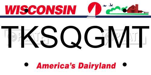 TKSQGMT Wisconsin License Plate