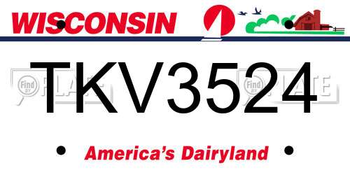 TKV3524 Wisconsin License Plate