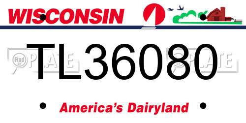 TL36080 Wisconsin License Plate