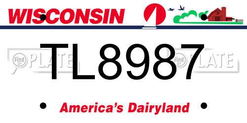 TL8987 Wisconsin License Plate