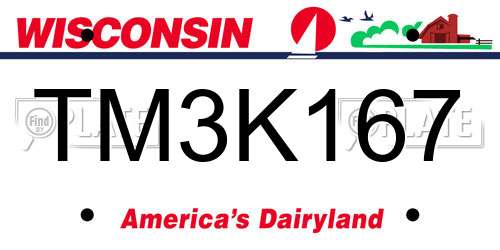 TM3K167 Wisconsin License Plate