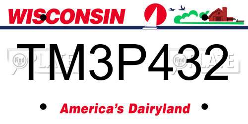 TM3P432 Wisconsin License Plate