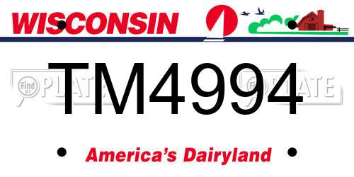 TM4994 Wisconsin License Plate