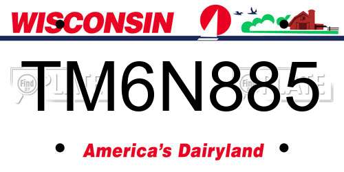 TM6N885 Wisconsin License Plate