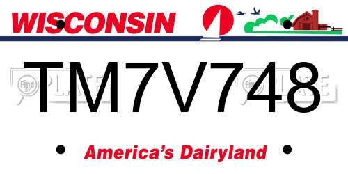 TM7V748 Wisconsin License Plate