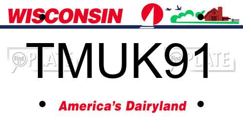 TMUK91 Wisconsin License Plate