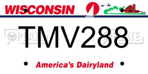 TMV288 Wisconsin License Plate