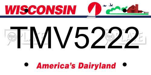 TMV5222 Wisconsin License Plate