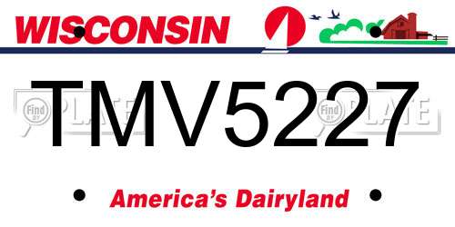 TMV5227 Wisconsin License Plate