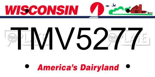 TMV5277 Wisconsin License Plate