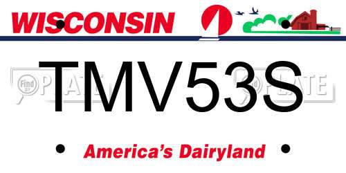 TMV53S Wisconsin License Plate
