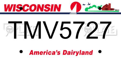 TMV5727 Wisconsin License Plate