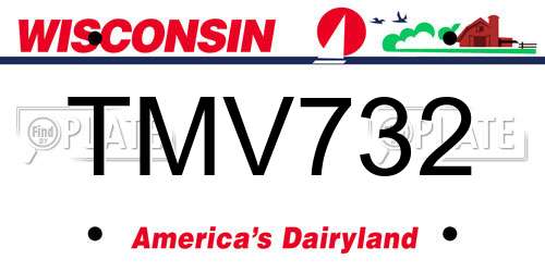 TMV732 Wisconsin License Plate