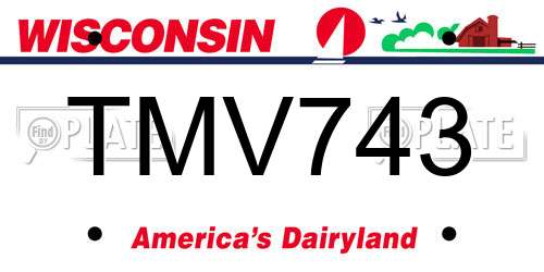 TMV743 Wisconsin License Plate
