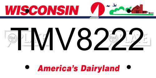 TMV8222 Wisconsin License Plate