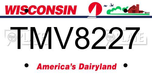 TMV8227 Wisconsin License Plate