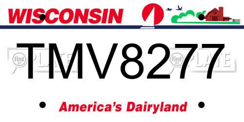 TMV8277 Wisconsin License Plate