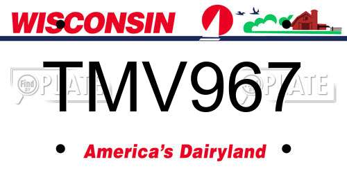 TMV967 Wisconsin License Plate