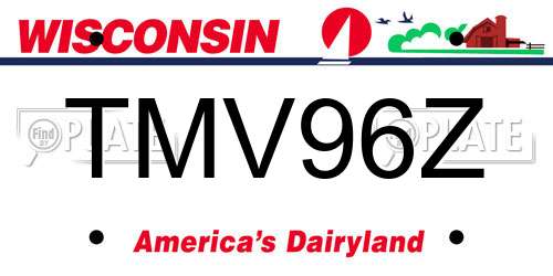 TMV96Z Wisconsin License Plate