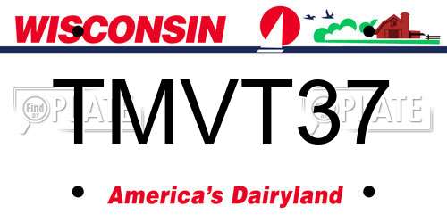 TMVT37 Wisconsin License Plate