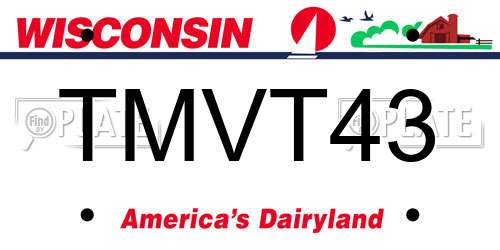 TMVT43 Wisconsin License Plate