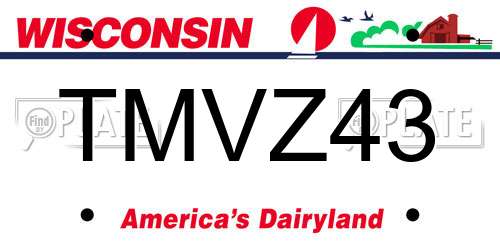 TMVZ43 Wisconsin License Plate