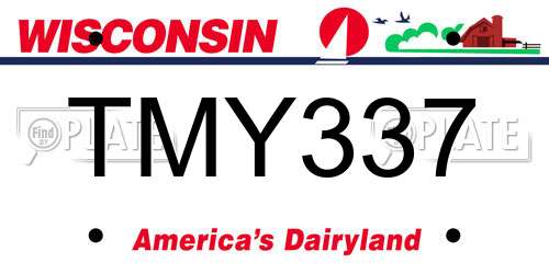 TMY337 Wisconsin License Plate
