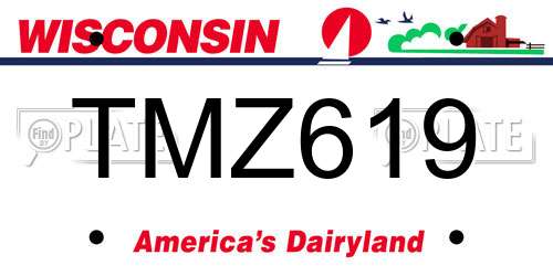 TMZ619 Wisconsin License Plate