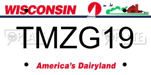 TMZG19 Wisconsin License Plate