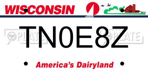 TN0E8Z Wisconsin License Plate