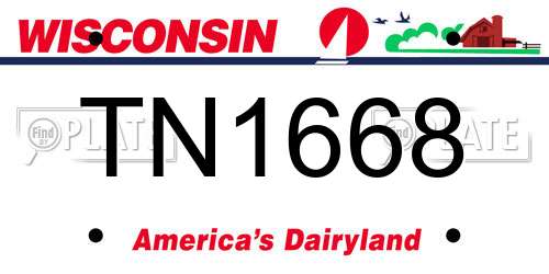 TN1668 Wisconsin License Plate