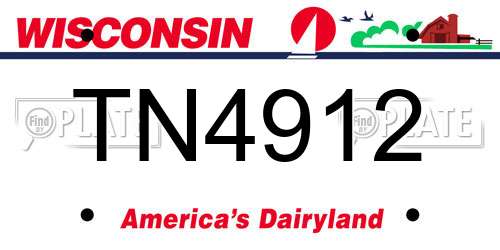 TN4912 Wisconsin License Plate