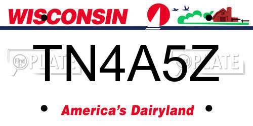 TN4A5Z Wisconsin License Plate