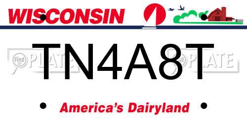 TN4A8T Wisconsin License Plate