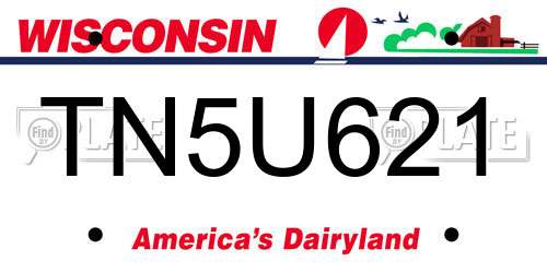 TN5U621 Wisconsin License Plate