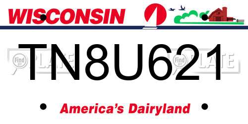 TN8U621 Wisconsin License Plate