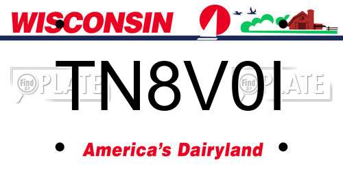TN8V0I Wisconsin License Plate