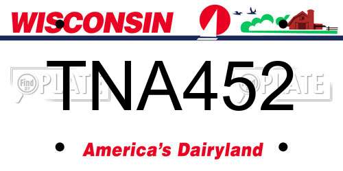 TNA452 Wisconsin License Plate