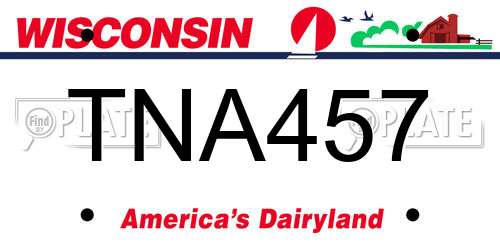 TNA457 Wisconsin License Plate