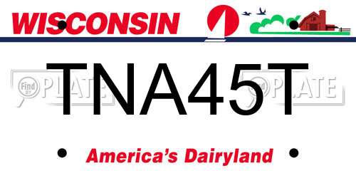 TNA45T Wisconsin License Plate